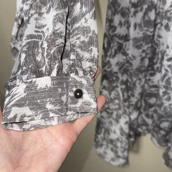 All saints Nicholas Rosa gray shear long sleeve smocked waist dress with pockets - Picture 8 of 13